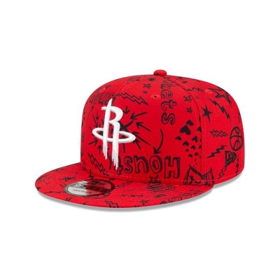 Sapca New Era Houston Rockets NBA Doodle 9FIFTY Snapback - Rosii